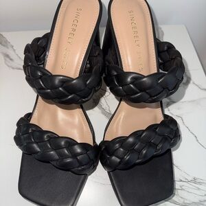 Sincerely Jules Black Braided Heels